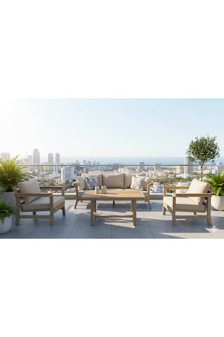 Adde Alüminyum Oturma Grubu Bahçe Balkon Koltuk Takımı 3+1+1+masa Krem
