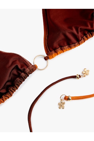 Koton Degrade Renk Geçişli Charm Ve Halka Detaylı Üçgen Bikini Üstü Kahverengi Desenli 6sak10078mm