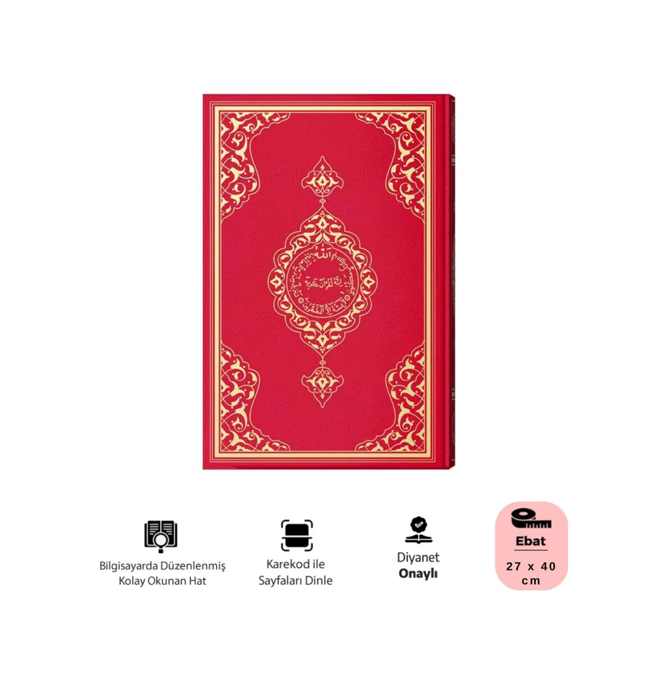 Büyük Cami Boy Kuran-ı Kerim Kırmızı, Mühürlü