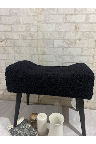 Puf Ahşap Ayak, Çima Dikiş Pelüş Teddy Kumaş