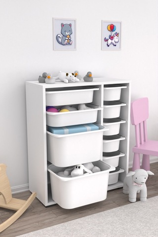 Zen Çok Amaçlı Oyuncak Dolabı 10 Sepetli - Beyaz 2d2k6u Beyaz