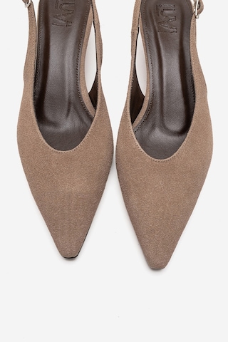 Luvishoes Rosella Vizon Süet Mini Dolgu Kadın Topuklu Ayakkabı