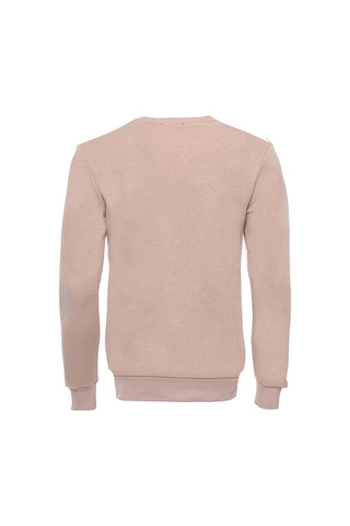 Wessi Bej Desensiz Bisiklet Yaka Sweatshirt Bej