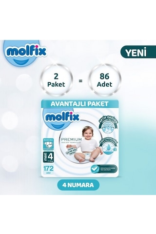 Molfix Premium Avantajlı Paket 86 x 2 172 Adet PKT.MOLFIX.106 4 Numara
