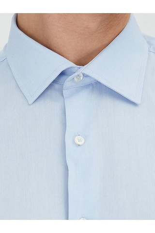 Koyu Mavi Regular Fit Dokuma Klasik Pamuk Karışımlı Gömlek Koyu Mavi