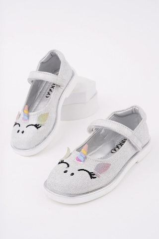 Muggo Paty Cırtlı Ve Simli Günlük Kız Çocuk Babet Gümüş