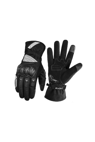 Yunboo Kışlık Su Geçirmez Isı Sağlayıcı Dokunmatik Ekranlı Uzun Tip Motosiklet Bisiklet Kaynaklı Kaza Koruma Eldiveni Siyah L