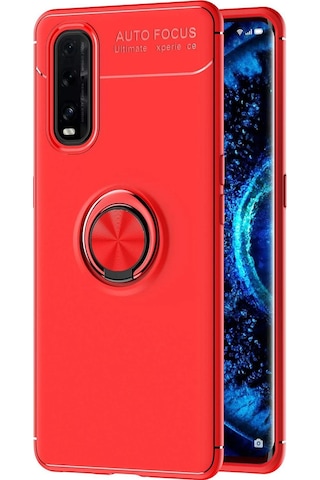 Gld-spt- Newface Oppo Find X2 Kılıf Range Yüzüklü Silikon - Kırmızı