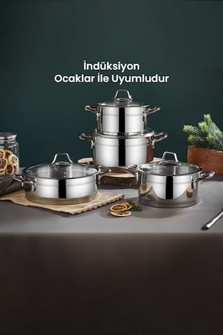 Kahramanlar Sırma İndüksiyon Tabanlı Tencere Seti 8 Parça