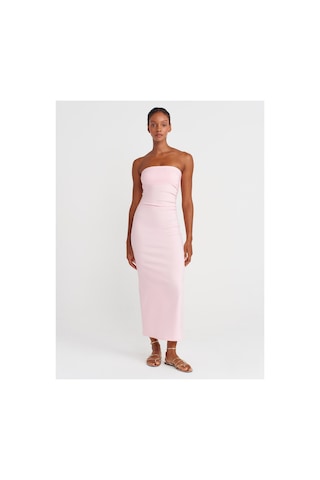 Dilvin 91368 Straplez Midi Elbise-toz Pembe-16528