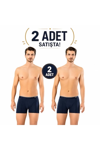 Erdem Erkek Lacivert Pamuk 2 Adet Klasik Boxer Kutulu- 1445lw