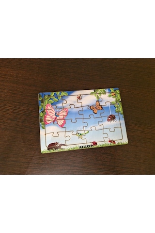 Kelebekler - 16 Parça Eğitici Öğretici Ahşap Çocuk Puzzle Yapboz Bebek Çocuk Oyuncak