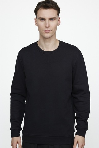 Tudors Pamuk Bisiklet Yaka Basıc Unisex Siyah Sweatshirt 26562 Siyah