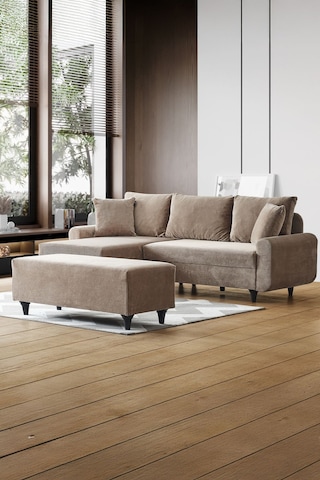 Kagu Corner Flavia Köşe Takımı Puflu Kahverengi