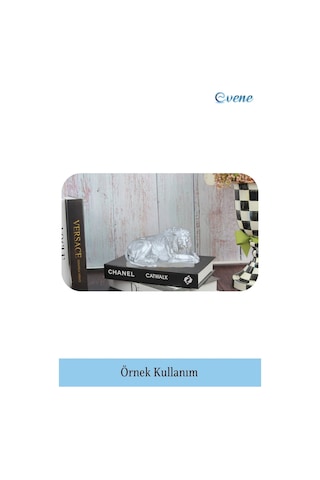 Dekoratif Biblo Yeleli Aslan Heykel El Yapımı Hediyelik Süs Eşyası Model Aslan3 - Gümüş