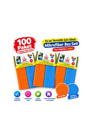 Magic Schine Microfiber Havlu + Baklava Cam Bezi 30 40 2'li 100 Paket