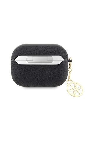 Apple Uyumlu AirPods Pro 2 Kılıf Guess Glitter 4g Charm Exclusive Tasarım Siyah