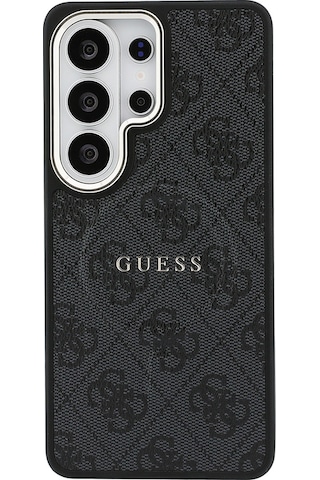 Galaxy Uyumlu S26 Ultra Kılıf Guess Lisanslı M-safe Uyumlu Pu Deri 4g Desenli Yazı Logolu Kapak Siyah Siyah