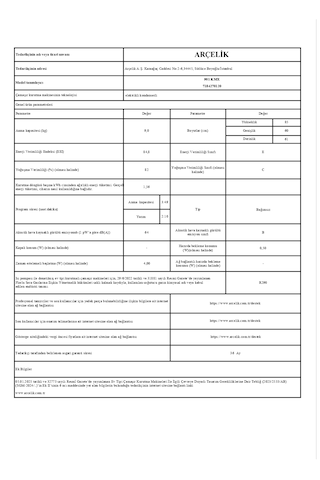 Arçelik 901 KMX 9 KG Çamaşır Kurutma Makinesi