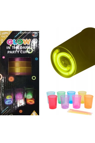 Karanlıkta Yanan Gece Işığı Glow Bardaklar 8 Adet 8.5 X 10.5 Cm