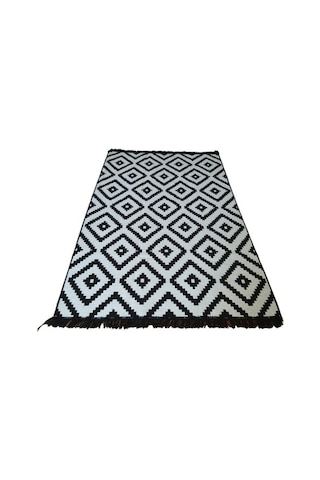 Algelsineve Piramit Desen Siyah & Beyaz Çift Taraflı Antik Kilim 80x125 Siyah - Beyaz