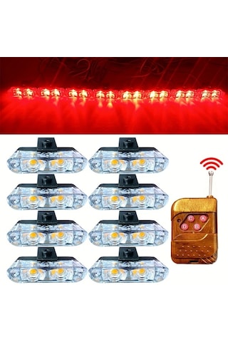 Motion003 8 Adet 16led Kırmızı Kablosuz Uzaktan Kumandalı Araba Işıkları Kamyonlar Araba