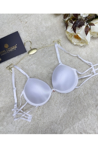 Le Jardin Valeria Biyeli Taşlı Mikro Push-up Arkası İp Detaylı Sü Beyaz