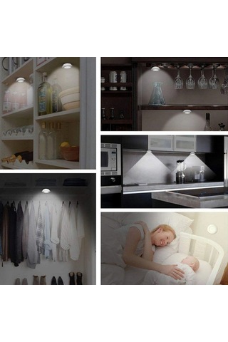 Led Spot Lambalar 3 Parça Uzaktan Kumandalı Pil İle Çalışan Kendinden Yapışkanlı Kablosuz .