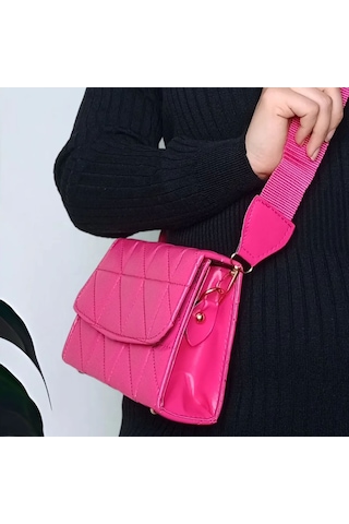 Kapitone Deri Tek Göz Askılı El Omuz Kadın Çantası Pembe Al3847 Pembe