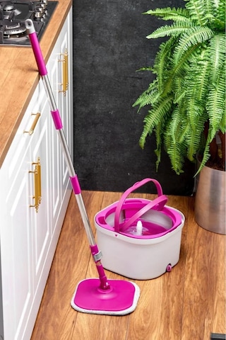 Çift Kovalı Otomatik Mop Temizlik Seti Temiz & Kirli Su Ayrışmalı, Kendini Sıkan Mikrofiber Paspas