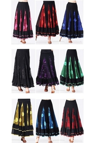 Didadodo Bosphorusboutique Sones Pullu Çiçek Salıncak Modern Dans Eteği Kahramanlık Eteği Siyah Kk Siyah Siyah