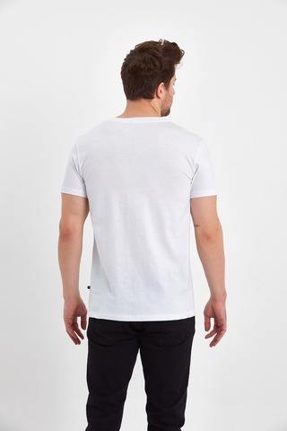 Erkek Compact Penye V Yaka T-shirt Beyaz