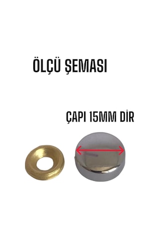 10 Adet Vida Kapatıcı Kapağı 15 Mm Metal Vida Tapası Tıpası Dekoratif Vida Gizleyici Krom