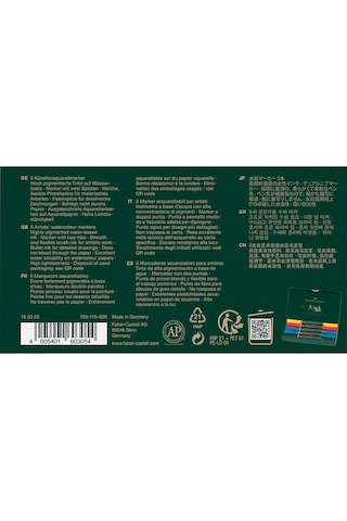 Faber-Castell Albrecht Dürer Suluboya Markör Seti 5’li, Çift Uçlu, Yüksek Pigmentli Mürekkep,Keçe Uç