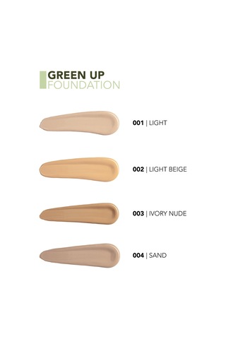 Flormar Green Up Kremsi Dokulu & Yarı Mat Bitişli Vegan Fondöten 001 Light