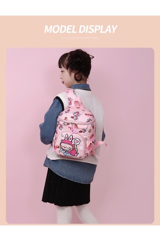 Sevimli Karikatür Büyük Kapasiteli Sırt Çantası - Gri Gri