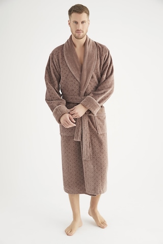 Jakarlı %100 Cotton Erkek Bornozu Gri