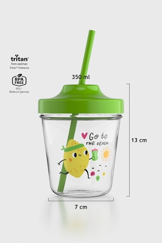 Renga Aura Go To The Beach Desenli 350 Ml Tritan Pipetli Çocuk Bardak 142022 Yeşil Yeşil