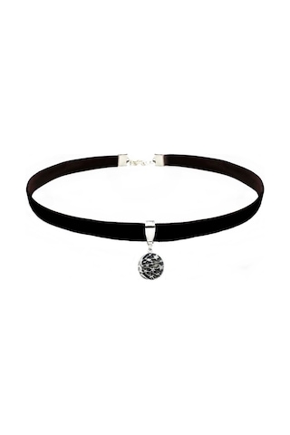 Siyah Renk Kadife Galaksi Choker Kolye Altın