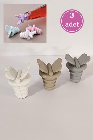 Flosoft Silikon Kelebek Şekilli Şişe Ucu, Damlatmaz Yağdanlık Tıpası 3 Adet