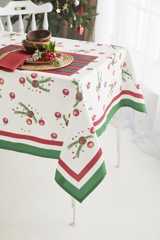 Ays Home Kırmızı Kozalak Yılbaşı Christmas Yemek Masa Örtüsü