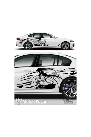 240X60cm-Samuray Kız Yan Kapı Oto Sticker, Samurai Girl Arka