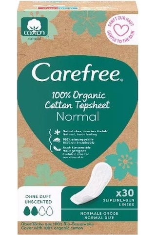 Carefree Organic Cotton Topsheet Normal Günlük Ped 30'lu