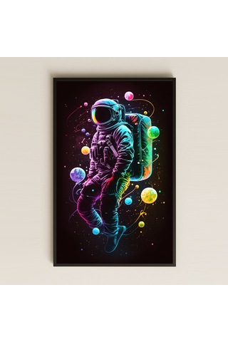 Neon Renkli Gezegenler Arasında Astronot Pleksi Tablo - Kozmik Sanat Dekoru Neon Renkli Gezegenler Arasında Astronot Pleksi Tablo - Kozmik Sanat Dekoru