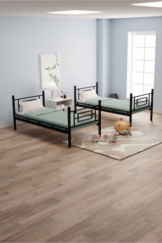 Moblay Defne Genç Çocuk Yatak Odası Metal Ranza Ve Karyola 90x200 Siyah 90 x 200