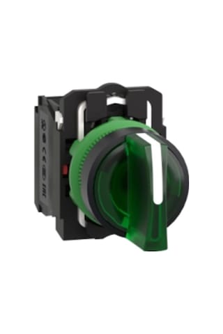 Schneider Electric XB5AK133B5 Yeşil Işıklı Mandal Buton Ø22 3 Konumlu Sabit 1NA+1NK 24V