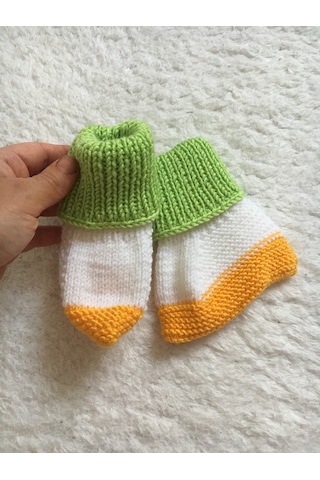 Renkli Bebek Örgü Çorap Çok Renkli