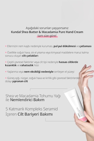 Yoğun Nem Veren Besleyici El Kremi Kundal Shea Butter & Macadamia Pure Hand Cream 50ml Baby Powder
