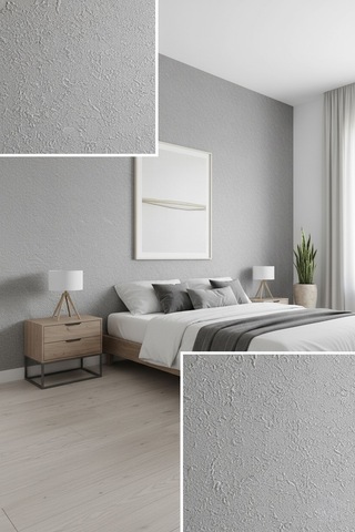 İthal 16m2 Duvarr Kağıdı 3boyutlu Yeni Düz Model Simli Silinebilir Açık Gri - Gümüş
