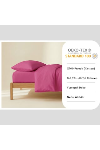 Prime Sleeks %100 Pamuk Yastık Kılıfı 2 Adet - Fuşya - 50x70cm Fuşya